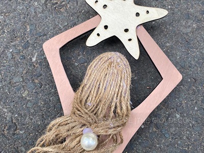 Mô hình Nàng tiên cá Handmade vỏ sò ốc [Bằng gỗ - 3 màu] KT53x14cm MOHINH-PCB-02